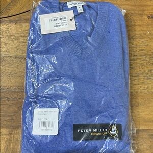 Peter Millar Blue Soft Cashmere Vneck Sweater
